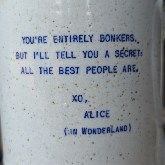 NEW Sugarboo & Co XO Mug - Alice in Wonderland Large Speckled Quote Mug - Picture 2 of 6